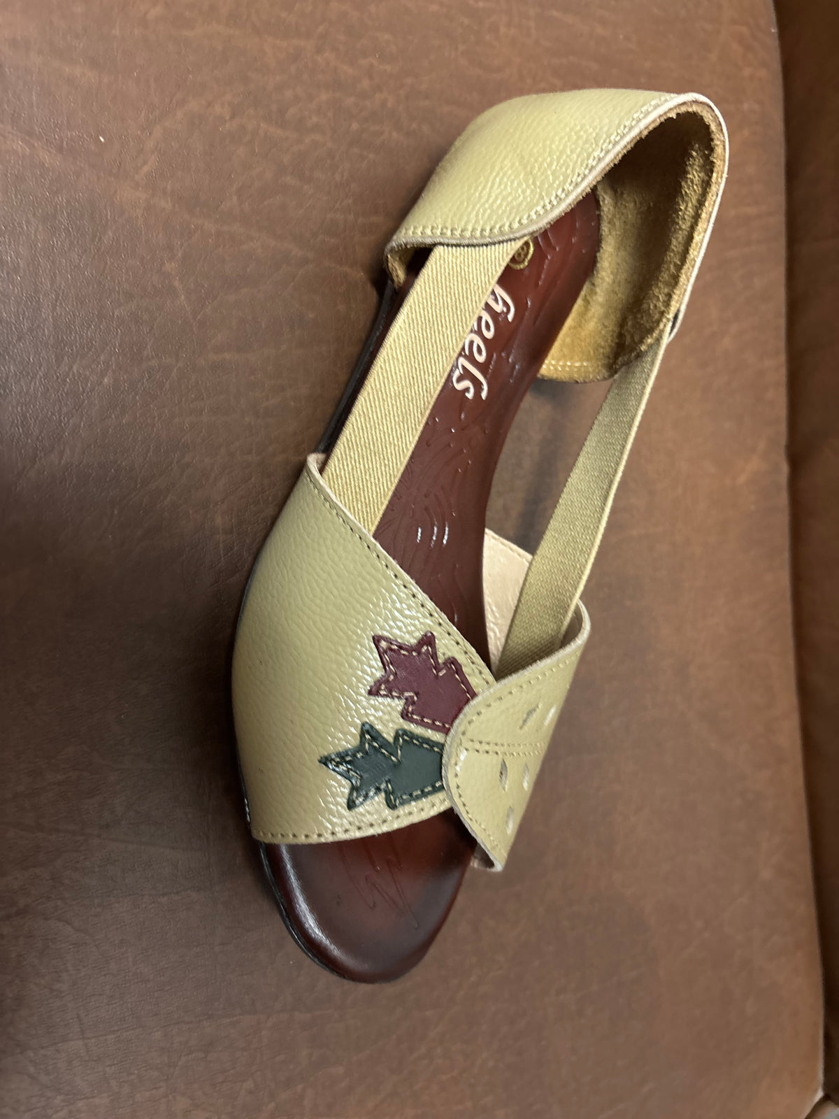Autumn Leather Peep Toe Side Elastic Ballerinas in Beige - The Heels India