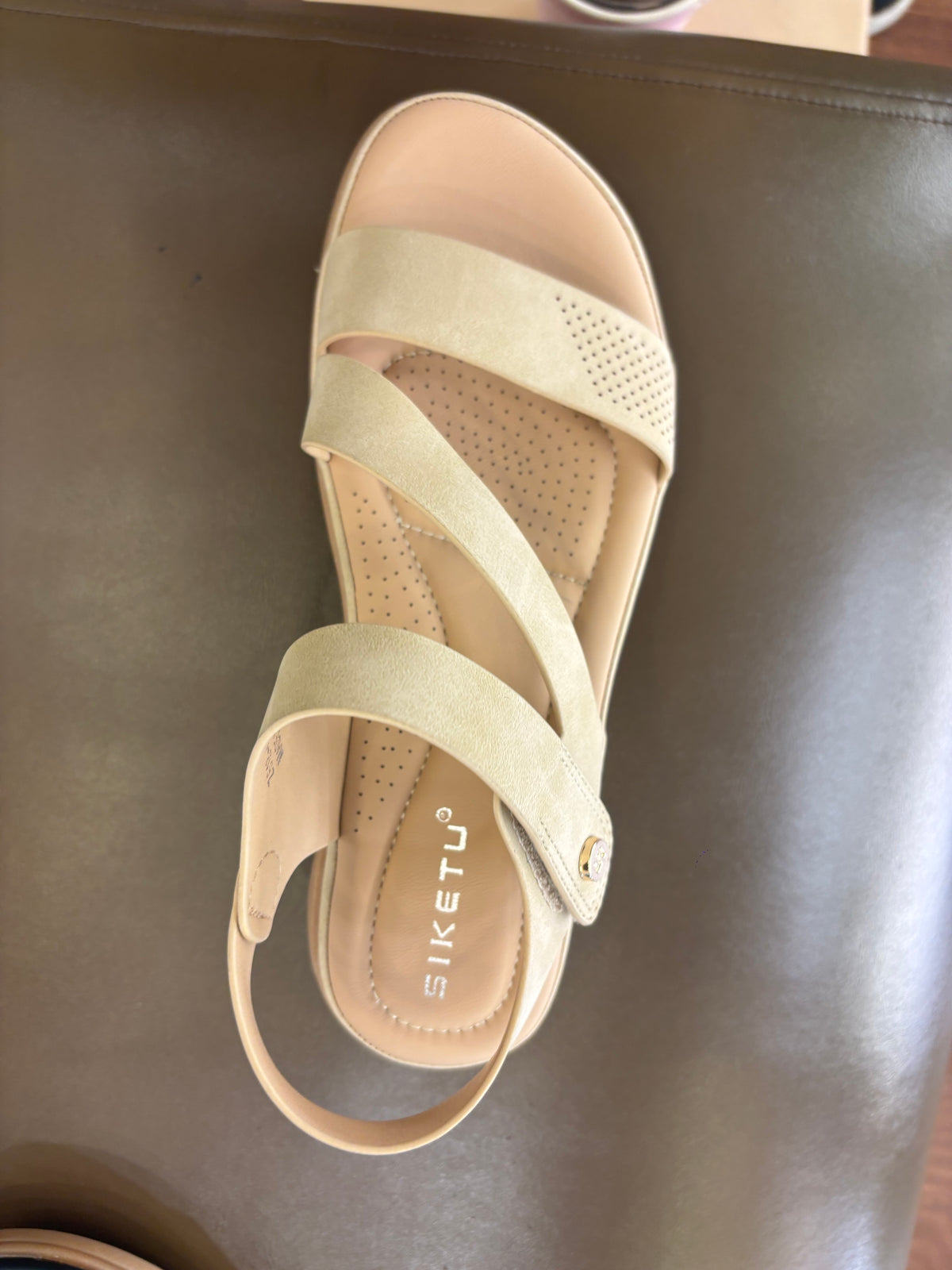 Crimson Comfort Strappy Velcro Sandals in Beige - The Heels India