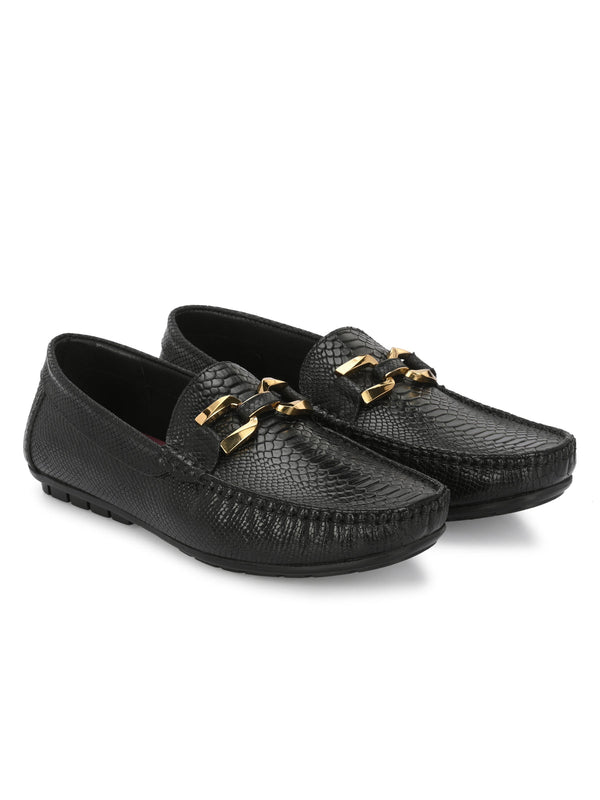 Hertz Black Leather Loafers