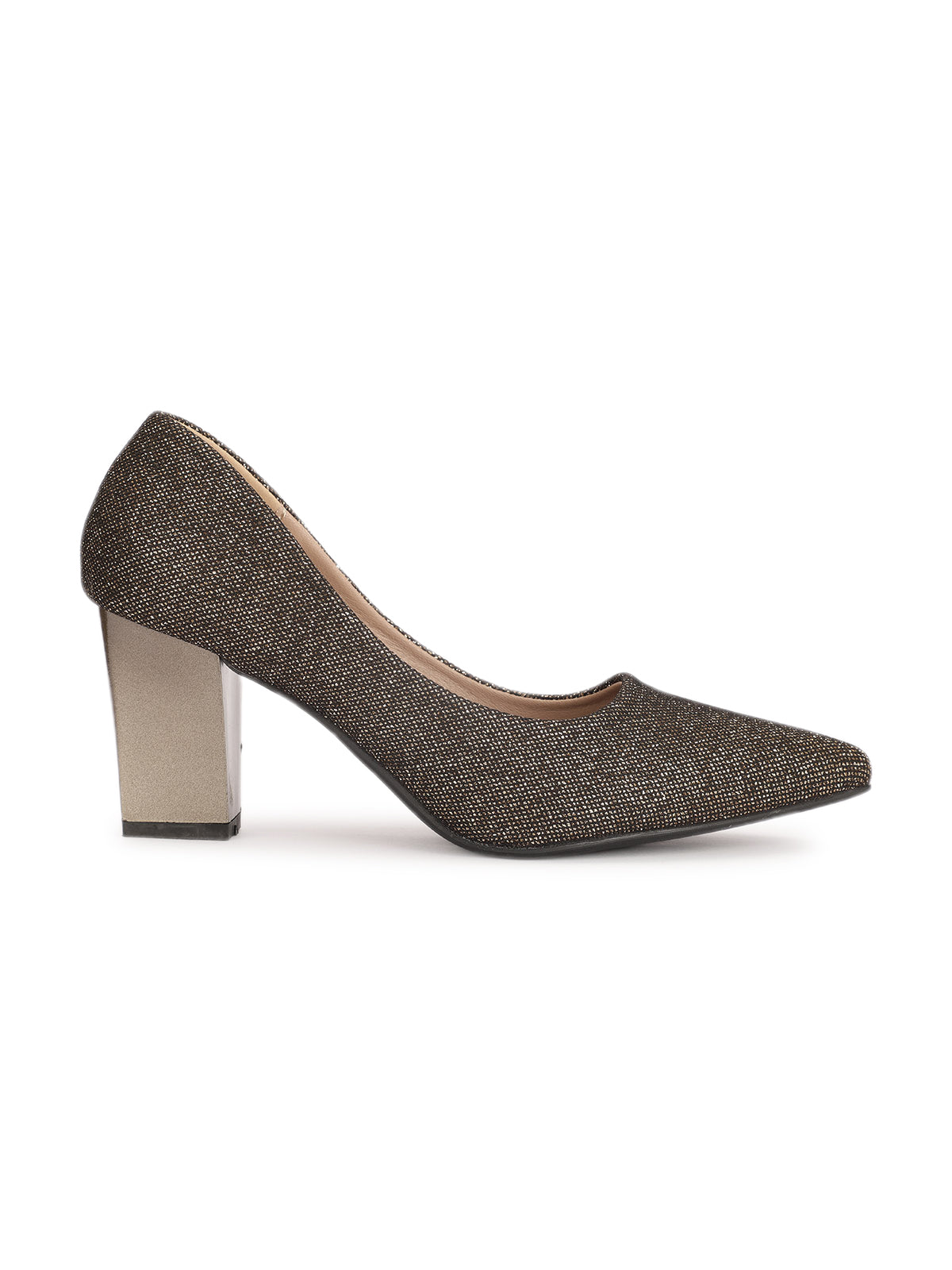 Bergamo Block Heel Glitter Pumps