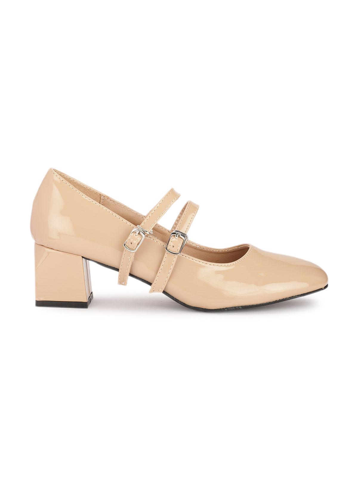 Beryl Patent Block Heel Strap Shoe