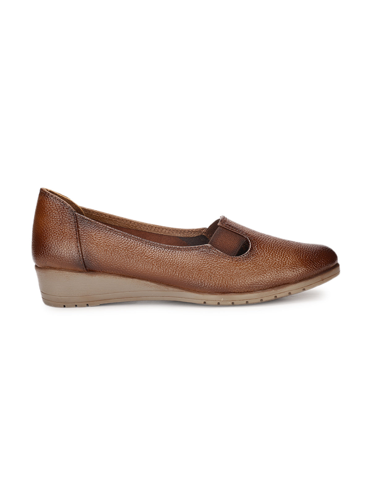 Stanway Side Elastic Leather Wedge Ballerinas
