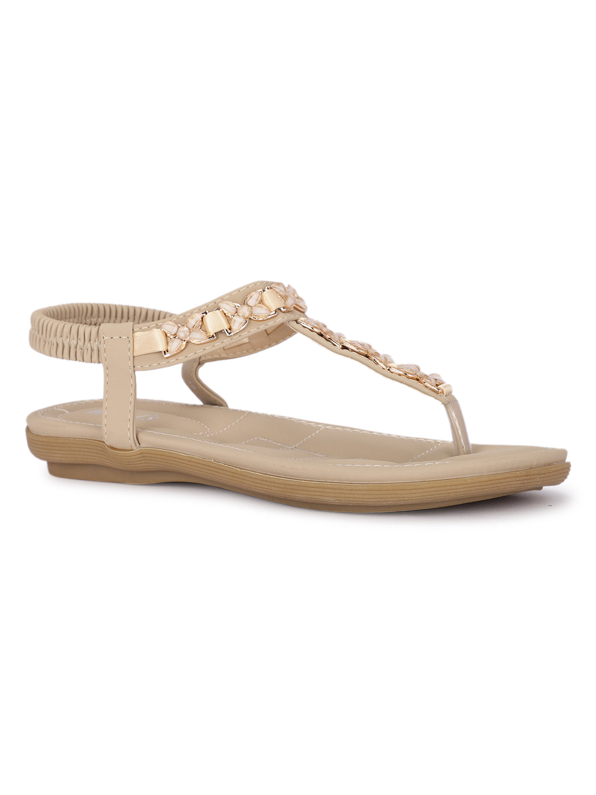 Crimson Embellished Flat Sandals