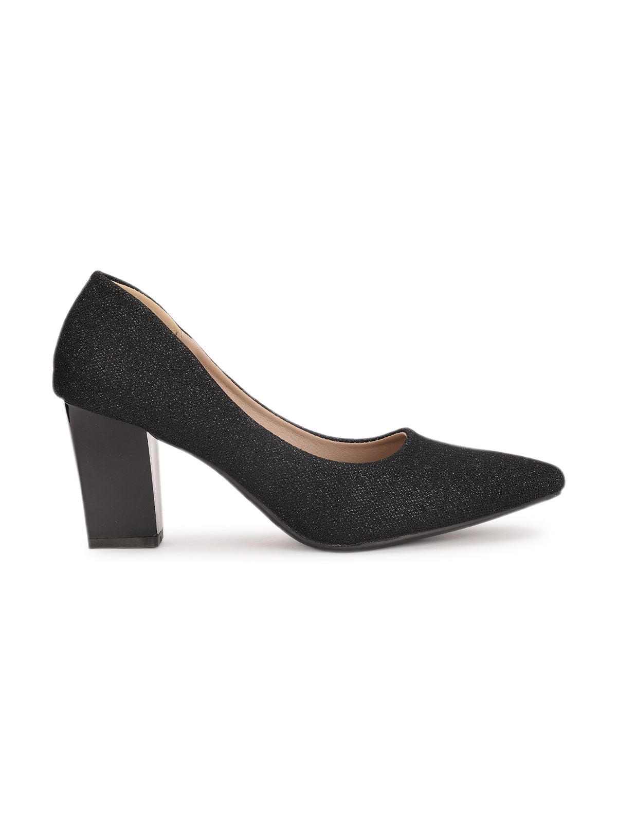 Bergamo Block Heel Glitter Pumps