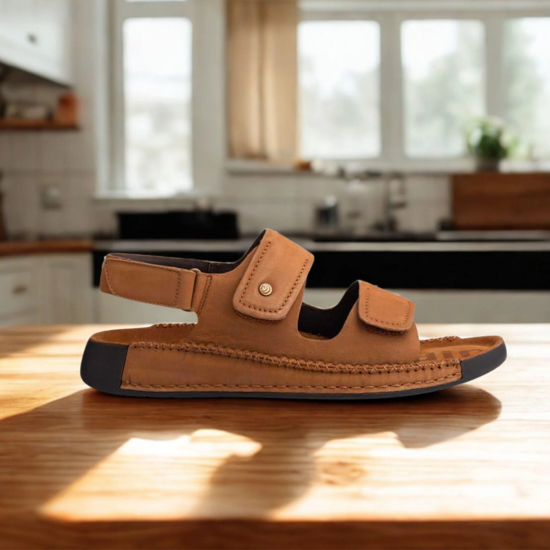 Double Strap Nubuck Leather Sandals