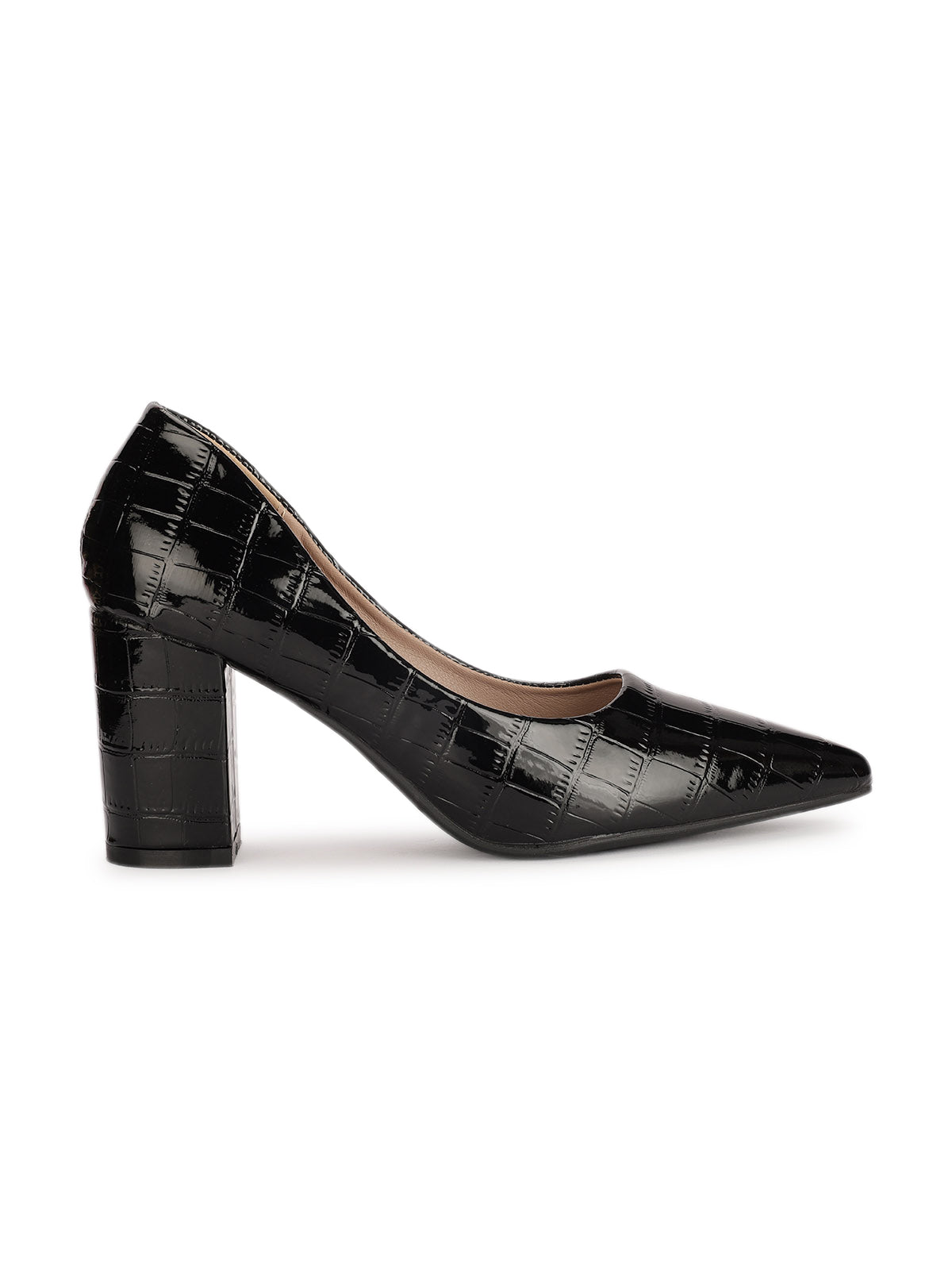 Lola Croco Block Heel Pumps