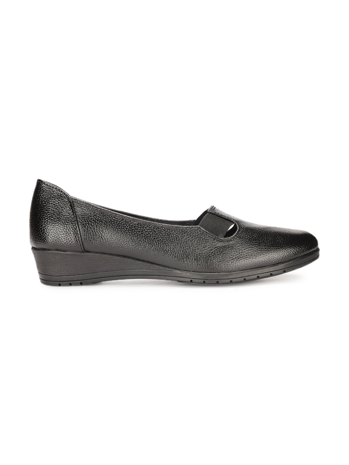 Stanway Side Elastic Leather Wedge Ballerinas