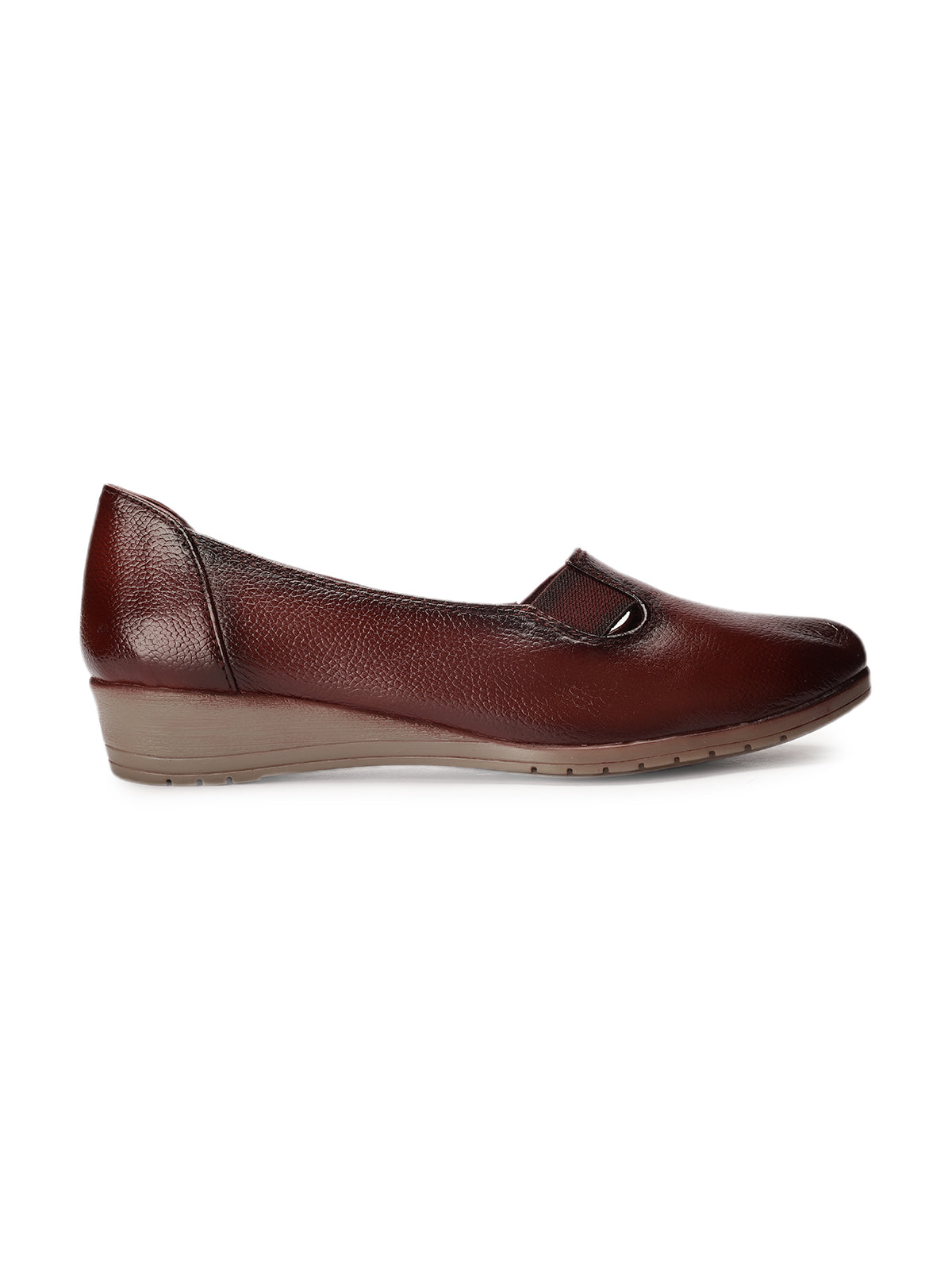 Stanway Side Elastic Leather Wedge Ballerinas