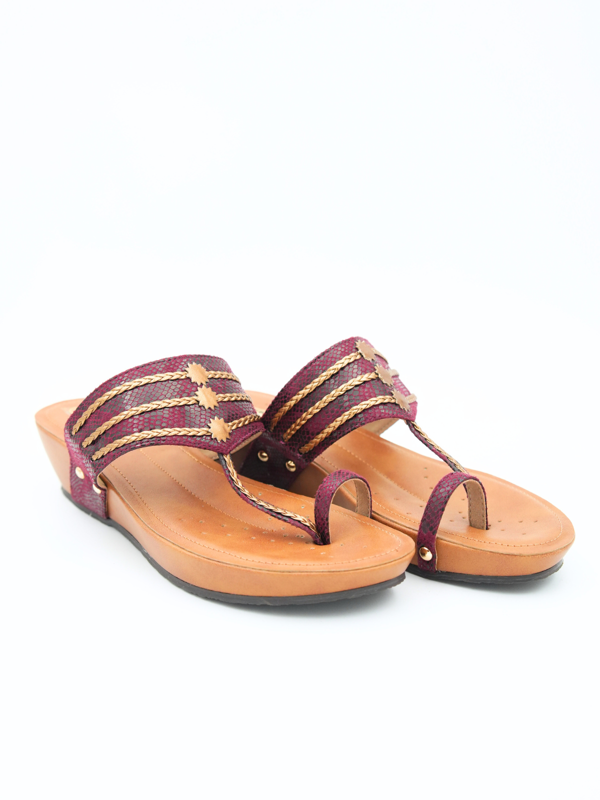 Lilith Memory Cushion Kohlapuri Wedge Slippers - The Heels India
