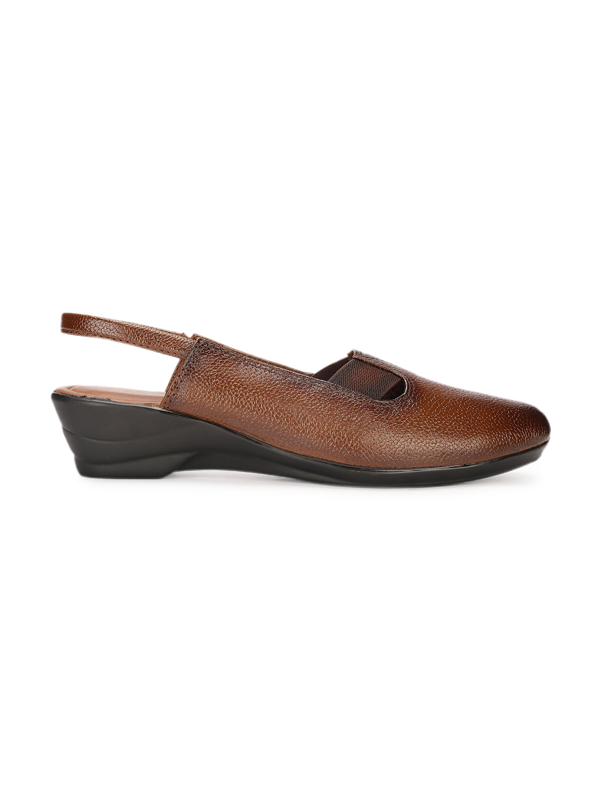 Ella Leather Back Elastic Wedge Heel Loafers