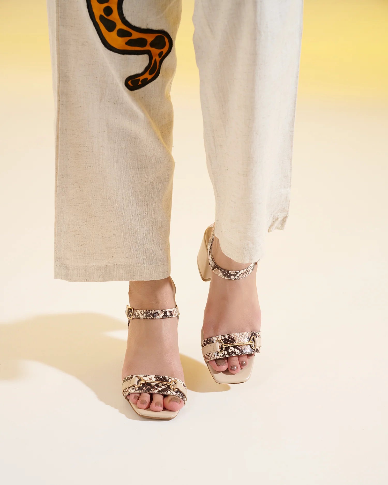 BELLA Premium Leather Ankle Strap Block Heel Sandals - The Heels India