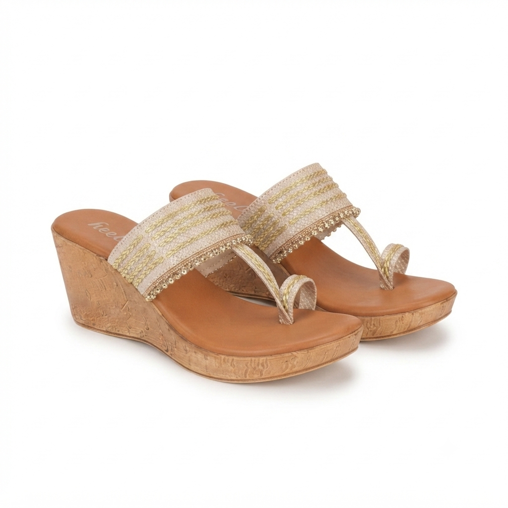 Zeeba Wedge Heel Kohlapuris