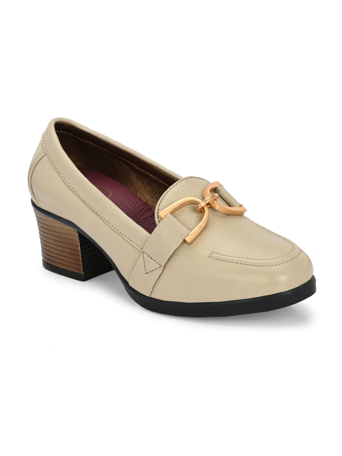 Kelly Leather Buckle Block Heels
