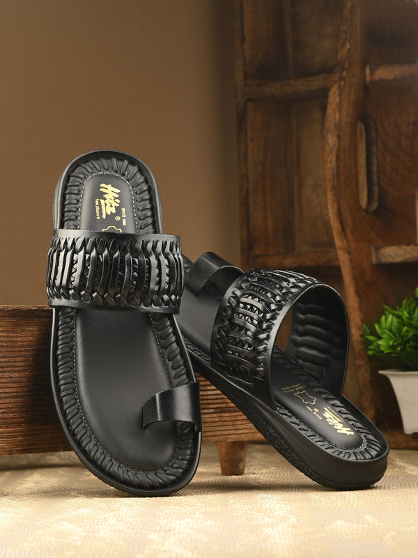 Solano Black Leather Slippers HT