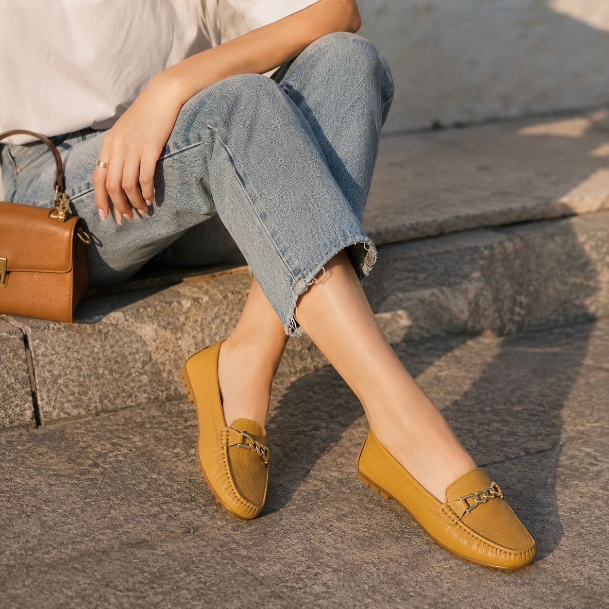 Kia Buckled Leather Memory Cushion Loafers