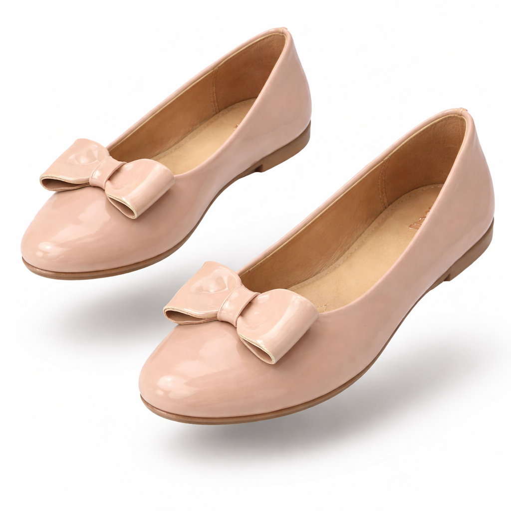 Cherie Cushioned Flat Bow Patent Ballerinas - The Heels India