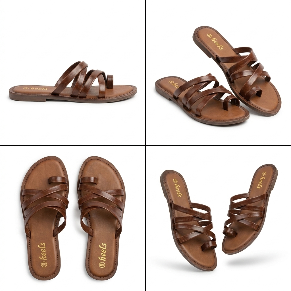 Delilah Leather Thumb Strap Flat Sliders