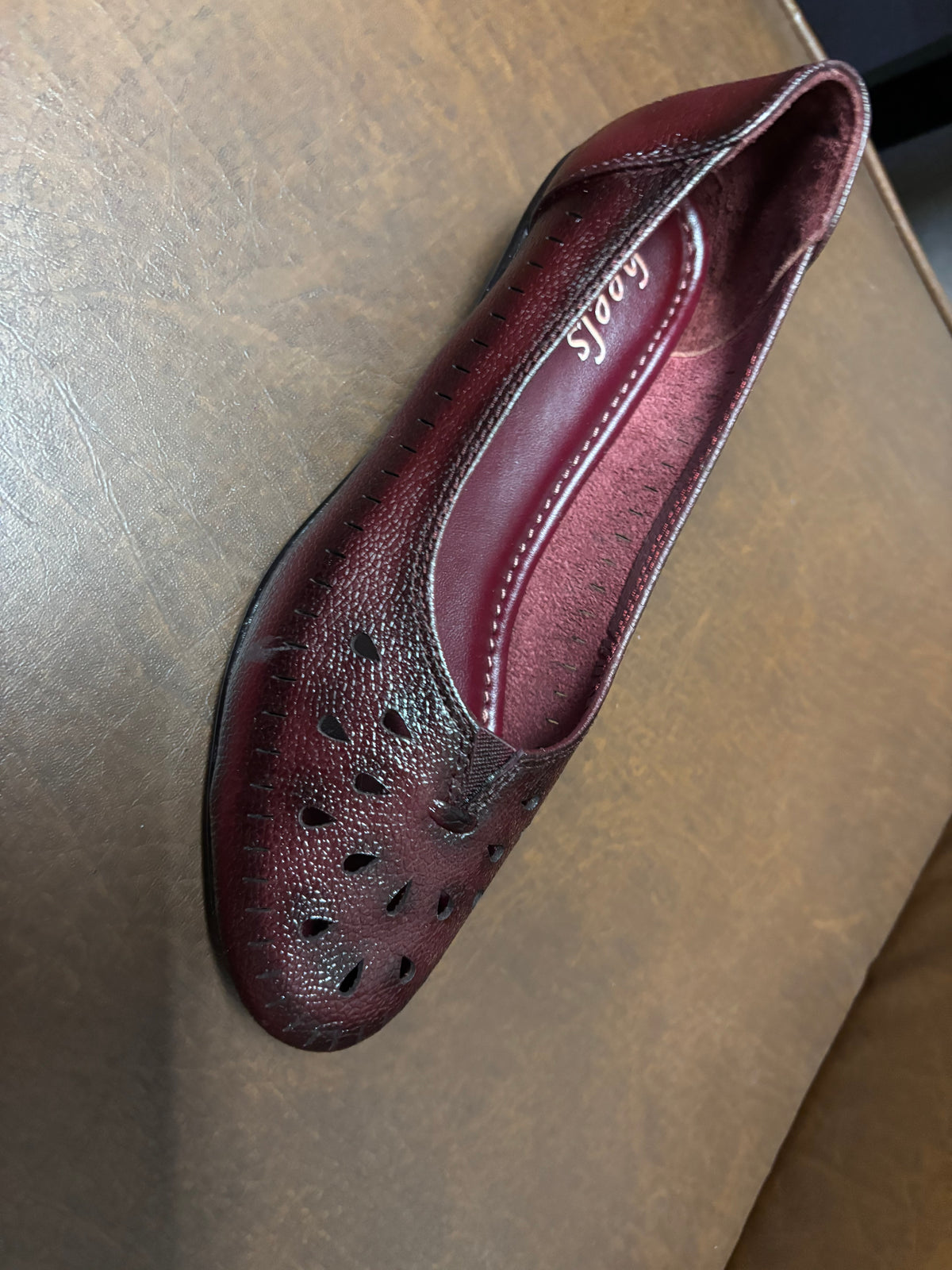 Lynda Perforated Leather Wedge Ballerinas