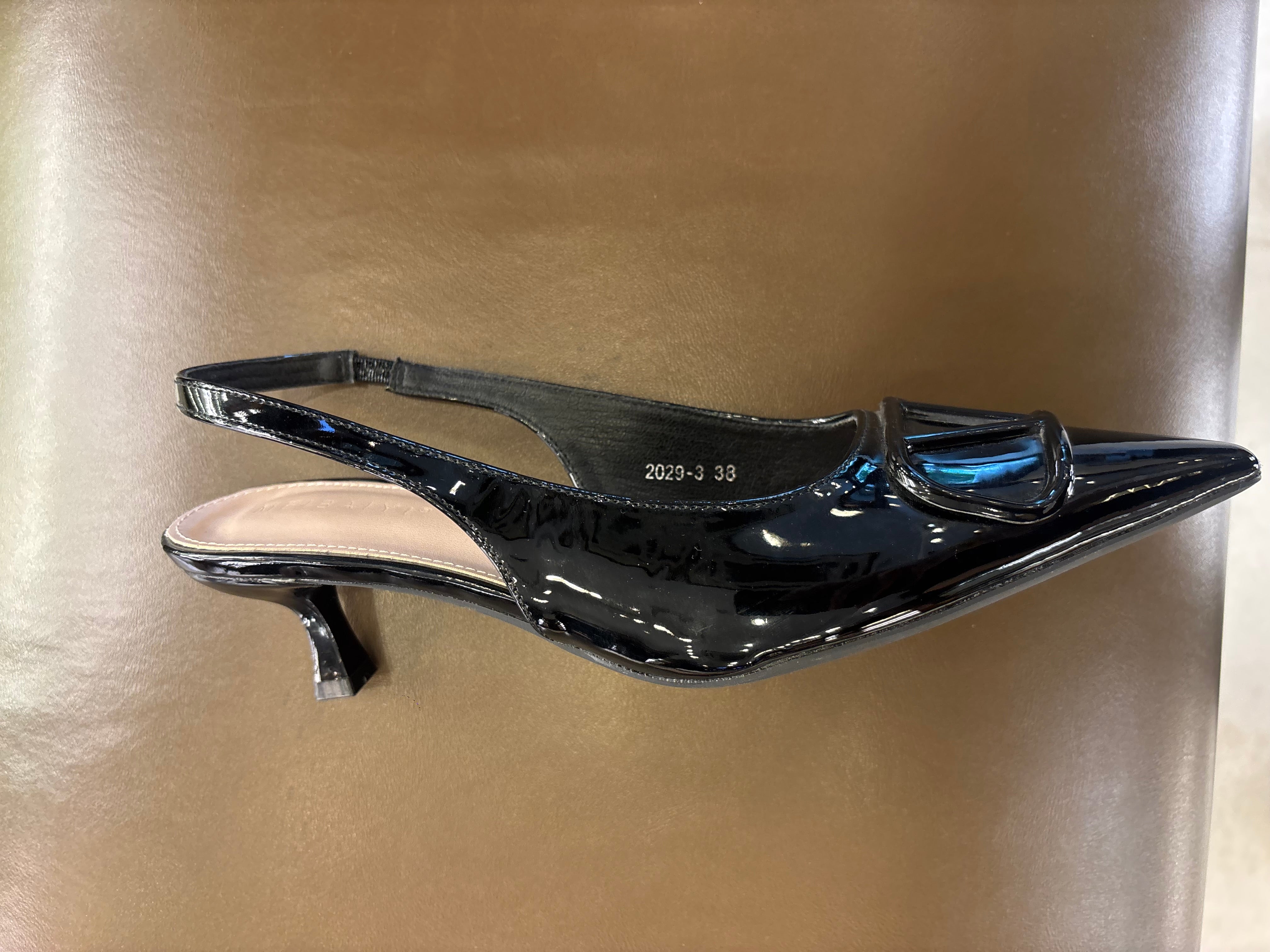 Valeria Premium Patent Slingback Kitten Heels