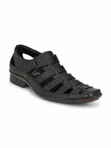 Mavro Black Leather Roman Sandals HT
