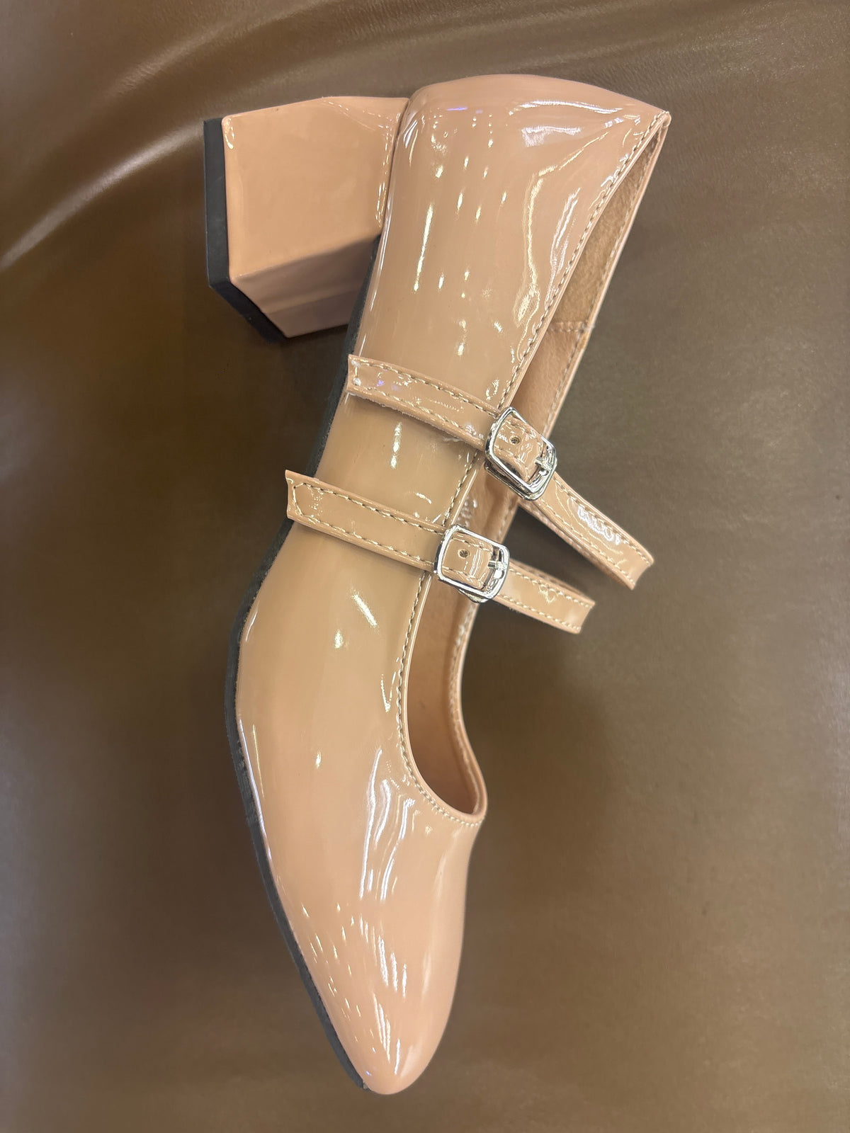 Beryl Patent Mary Jane Block Heel Strap Shoe - The Heels India
