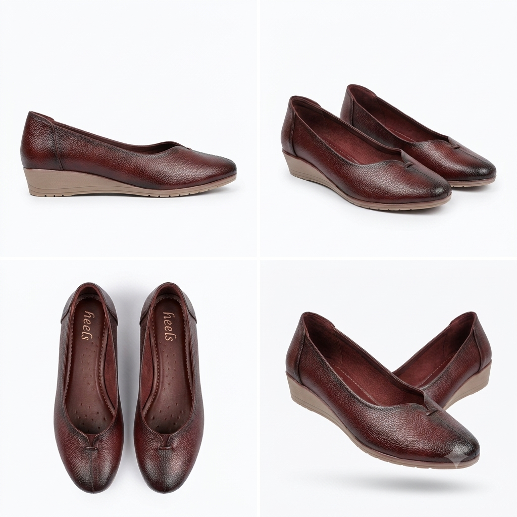 Kylie Leather Everyday Wedge Ballerinas
