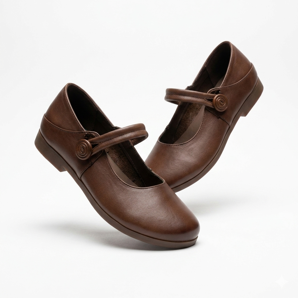 Geisha Premium Leather Mary Jane Ballerinas