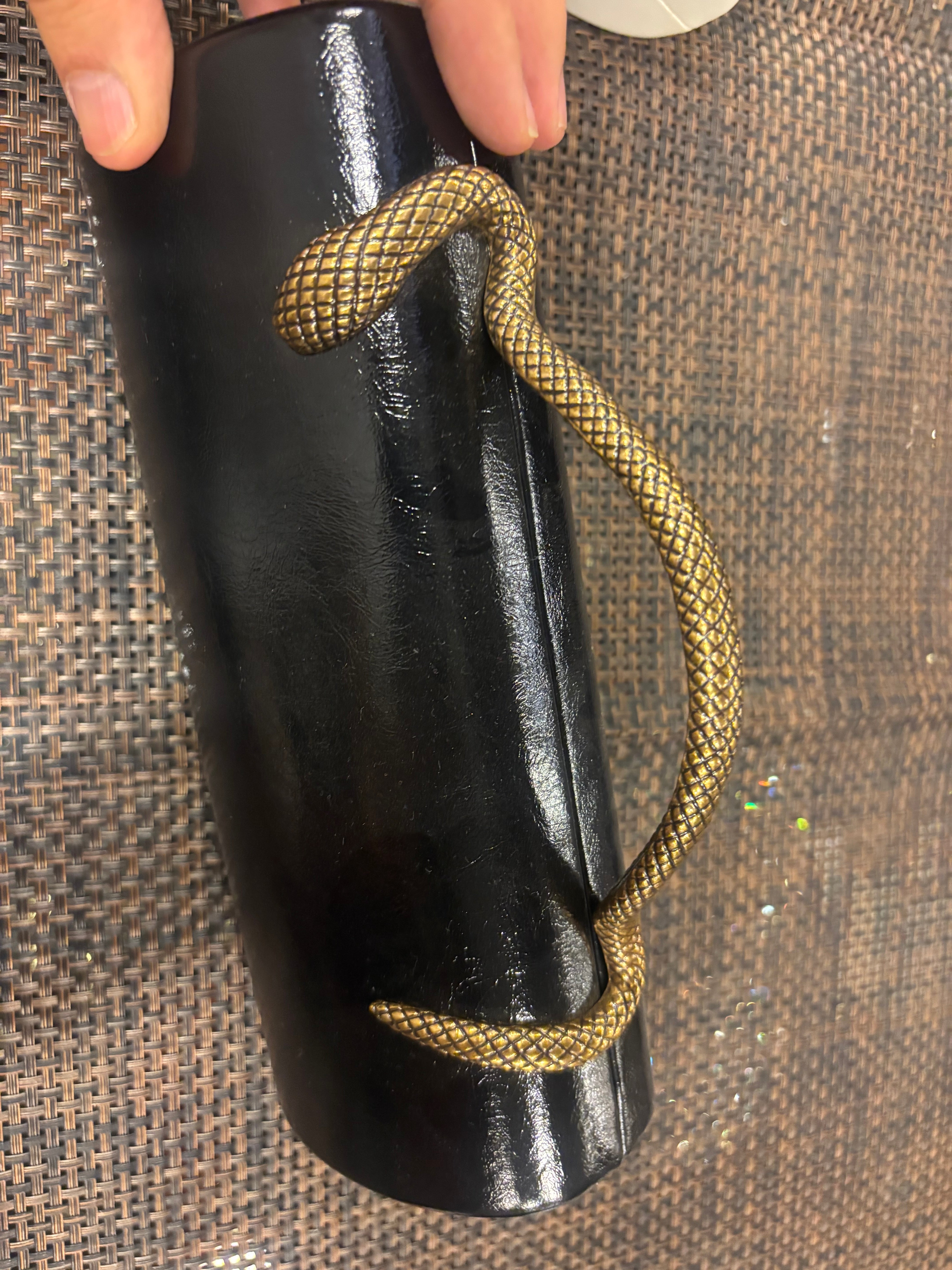 Metallic Snake Handle Clutch Bag