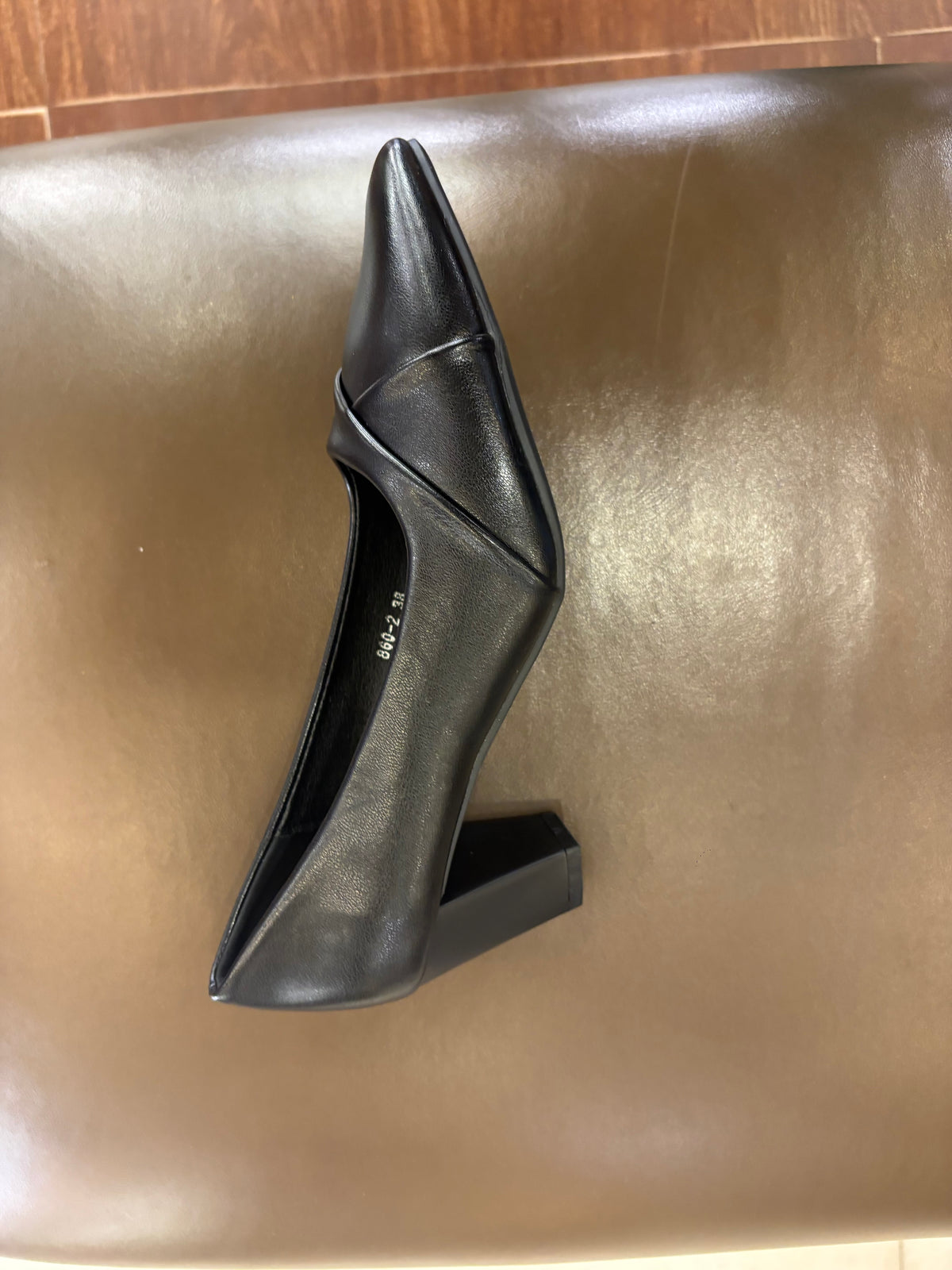Giulia Swirl Block Heel Pointed Stilettos in Black - The Heels India