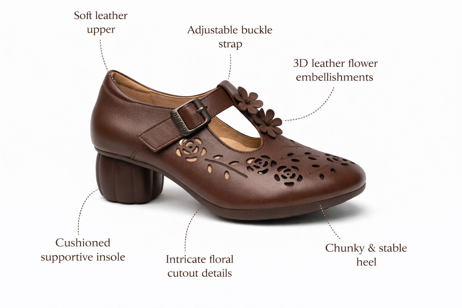 Bloom Premium Leather Perforated Ankle Strap Summer Sandals - The Heels India