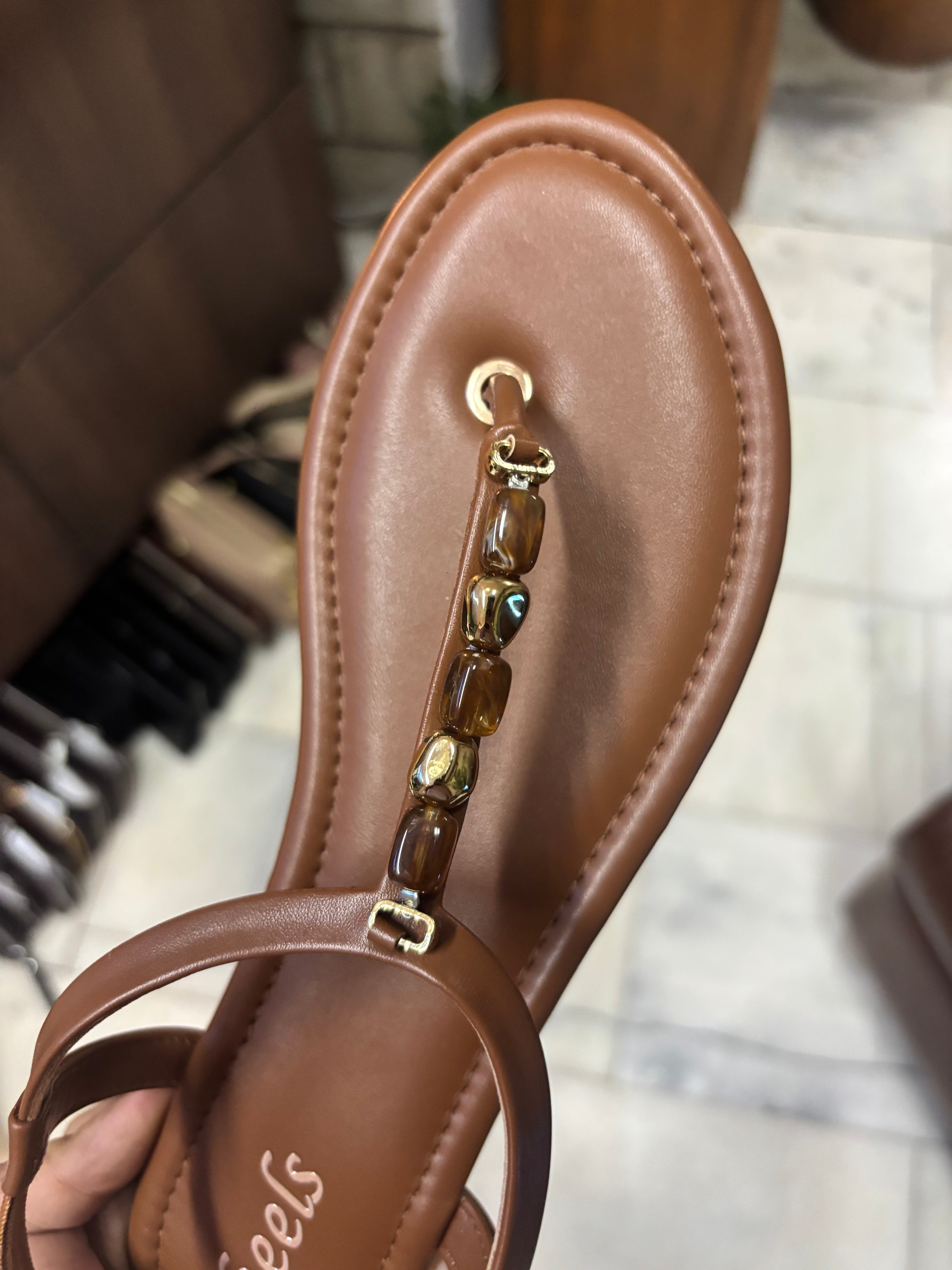 Kia Cushioned Back Elastic Embellished Sandals