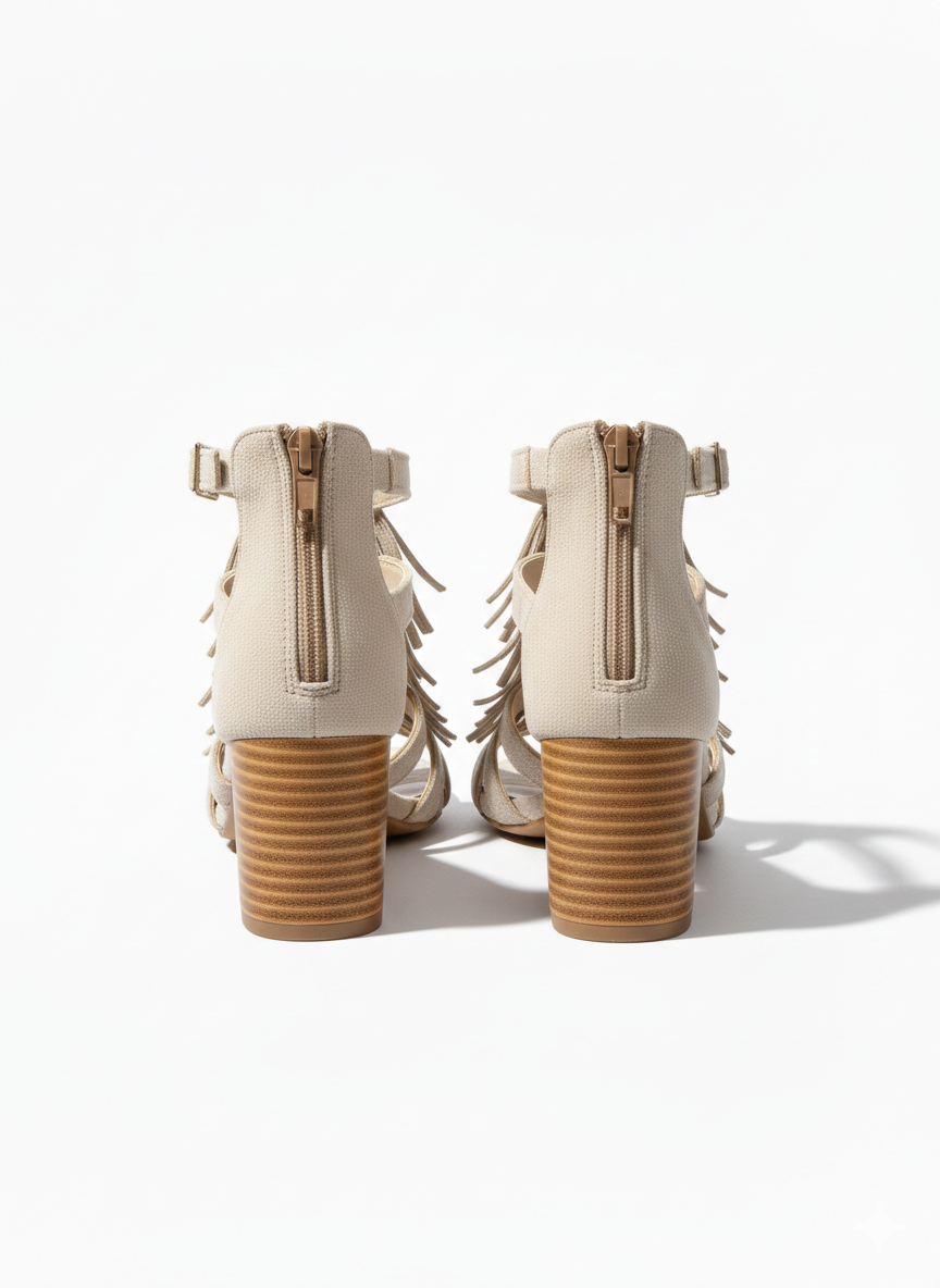 Canyon Breeze Suede Fringe Block Heel Summer Sandals - The Heels India