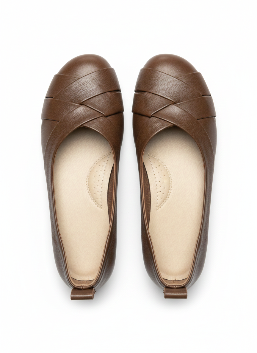 Audrey Premium Leather CrissCross Flat Cushioned Ballerinas