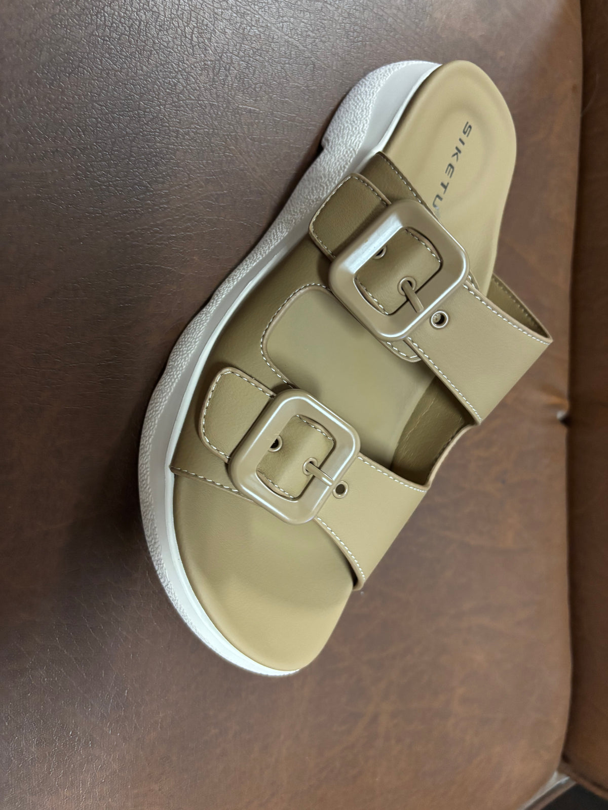 Suzy Lite Comfort Chunky Summer Slippers in Tan - The Heels India