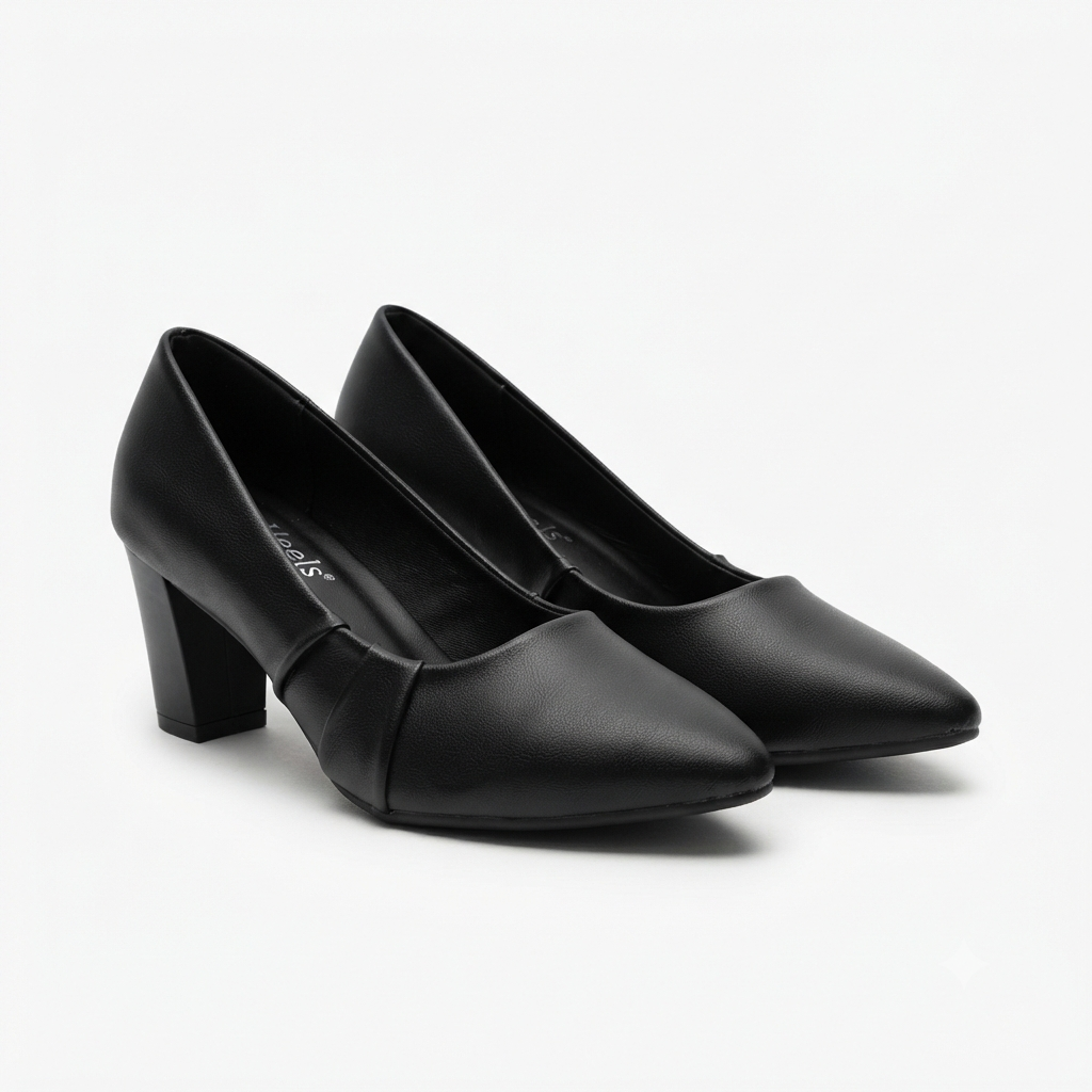 Kylin Swirl Block Heel Pointed Stilettos in Black - The Heels India
