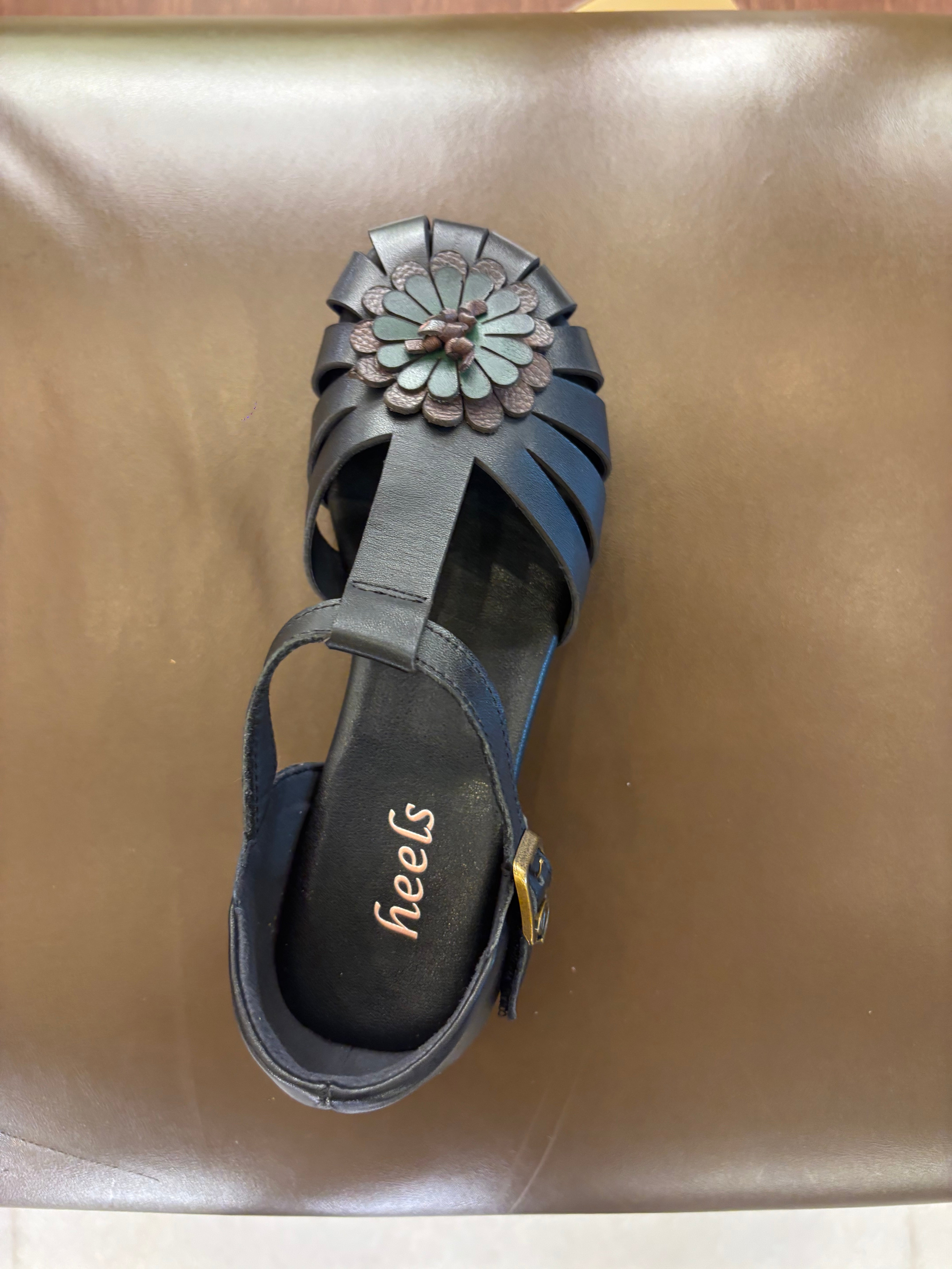 Kim Premium Leather Ankle Strap Block Heel Sandals