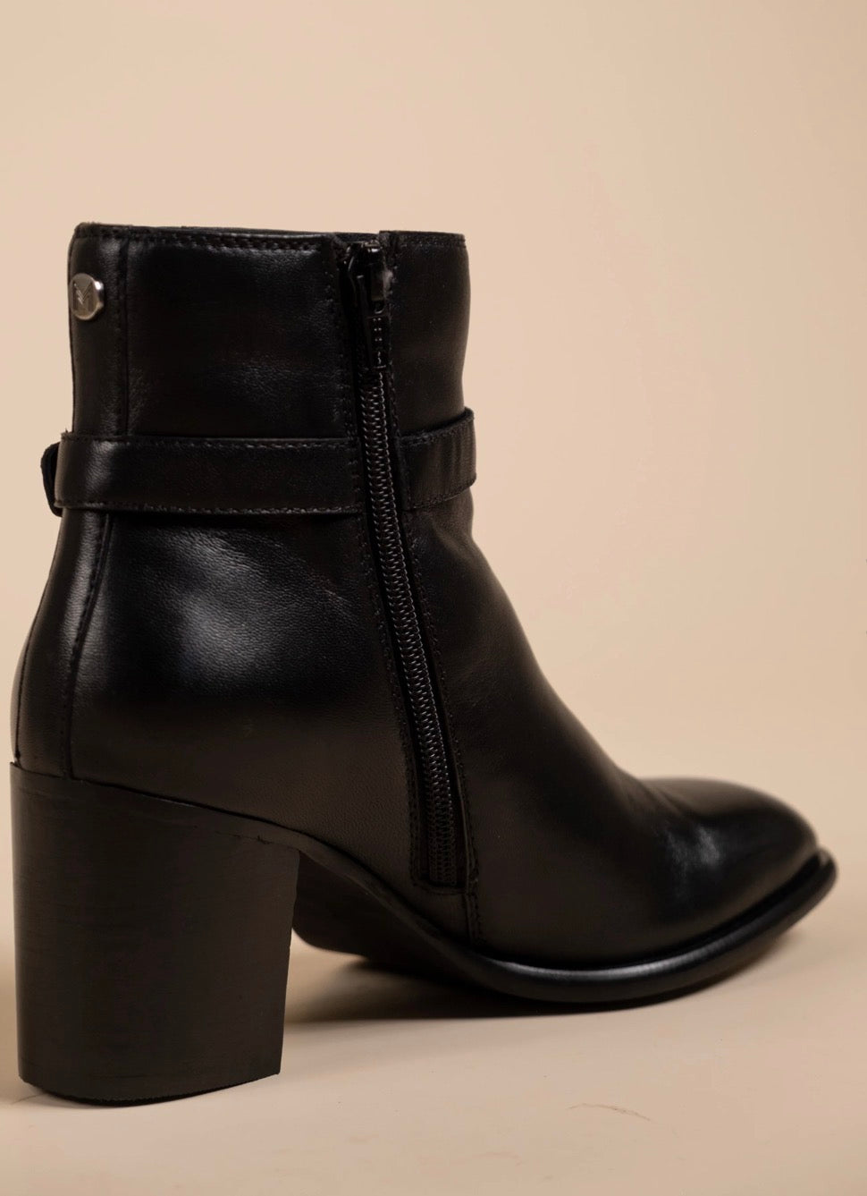BOLD Luxury Leather Ankle Block Heel Boots