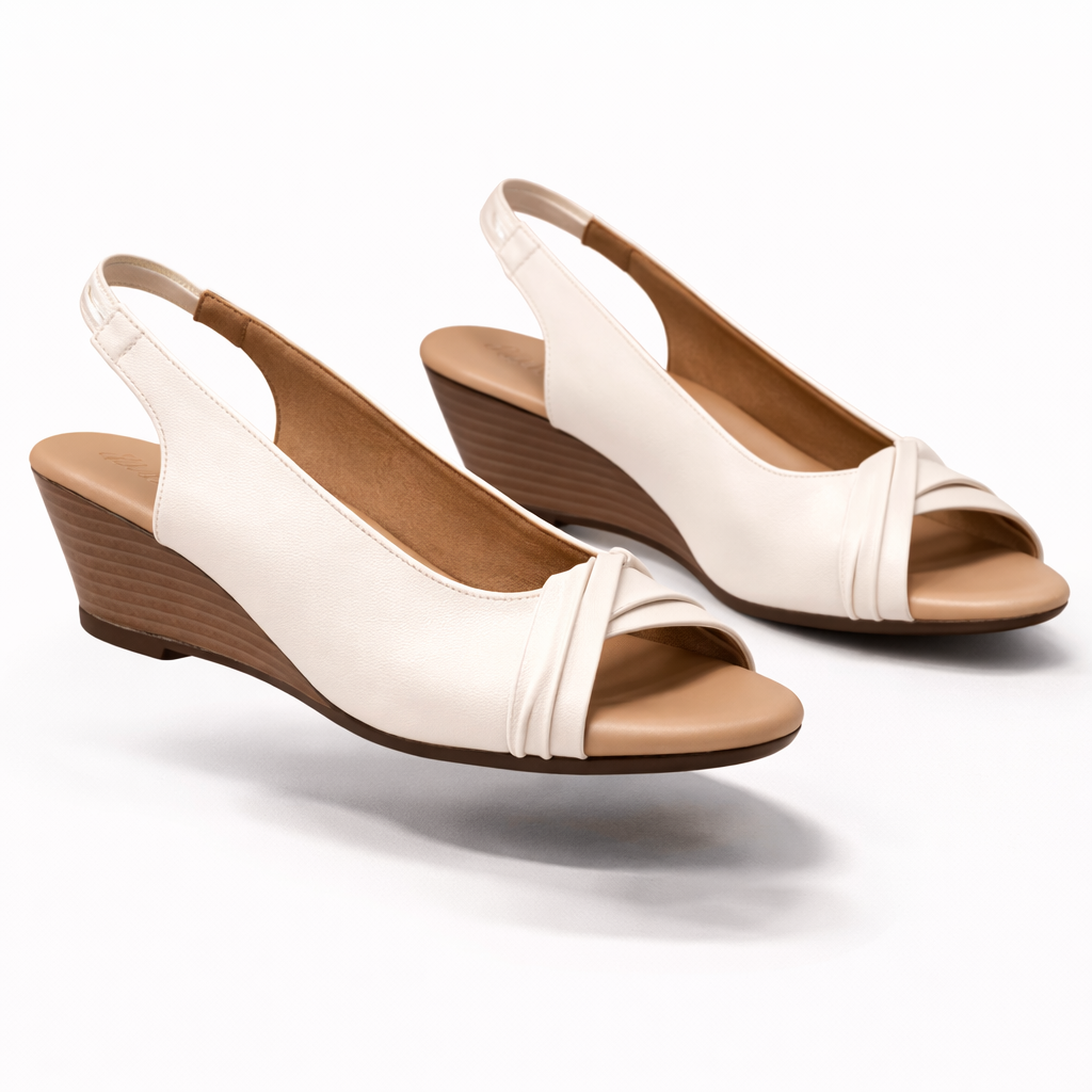Meridian Back Elastic Peep Toe Wedge Heels - The Heels India