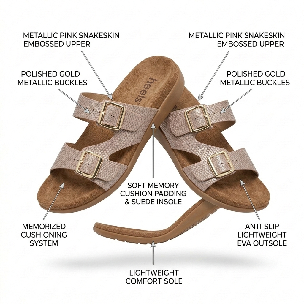 Sasha Comfort Buckled Summer Sliders - The Heels India