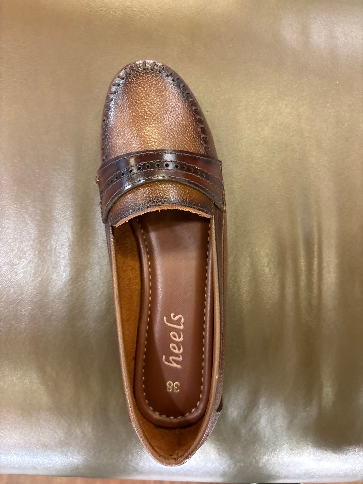 Lily Leather Classic Tie Stitch Ballerinas in Rust - The Heels India