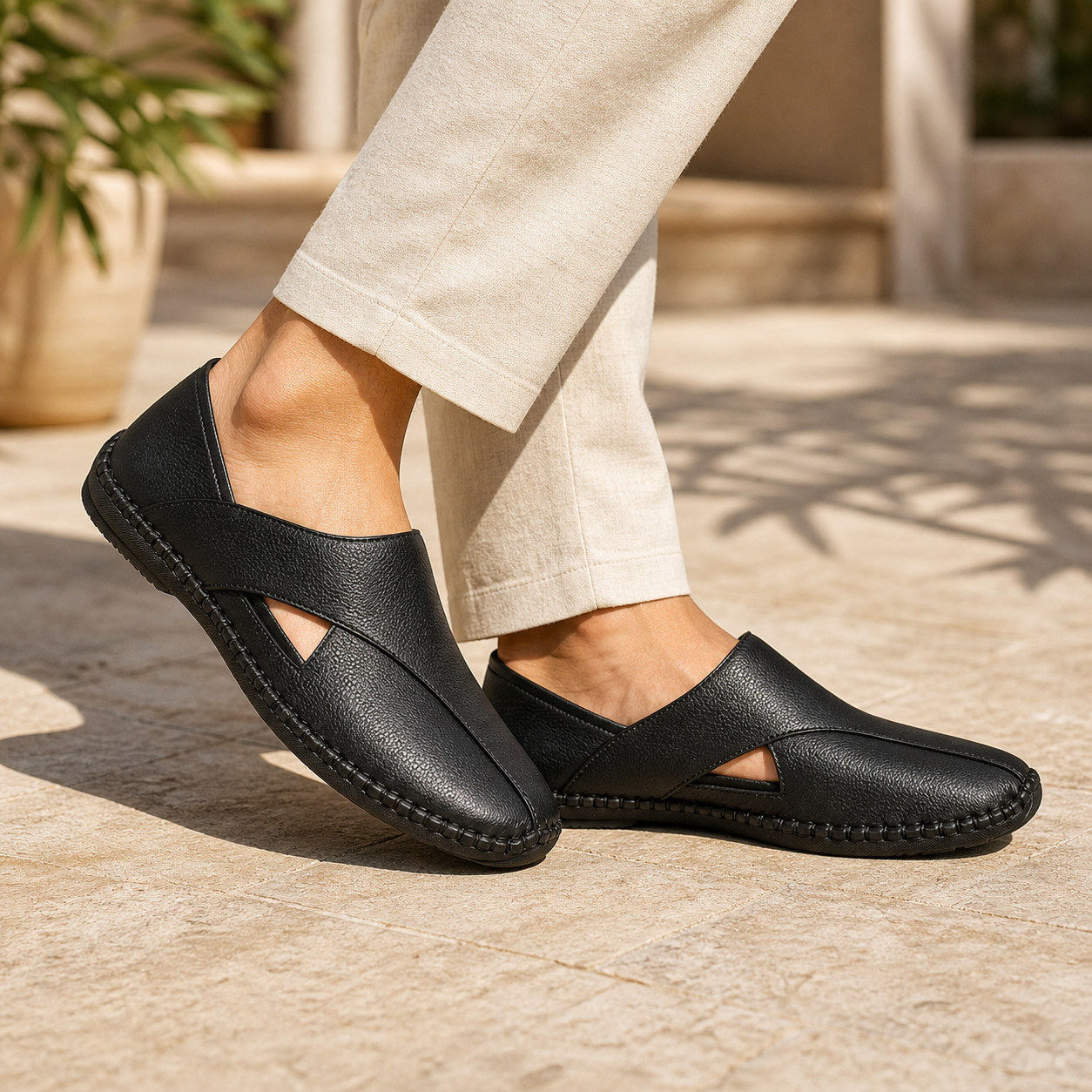 Ayaan Leather Cross Ethnic Loafers - The Heels India