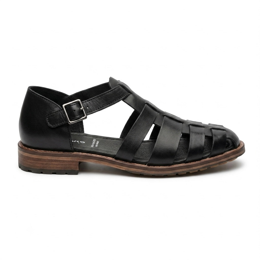 Romano Woven Leather Cage Sandal