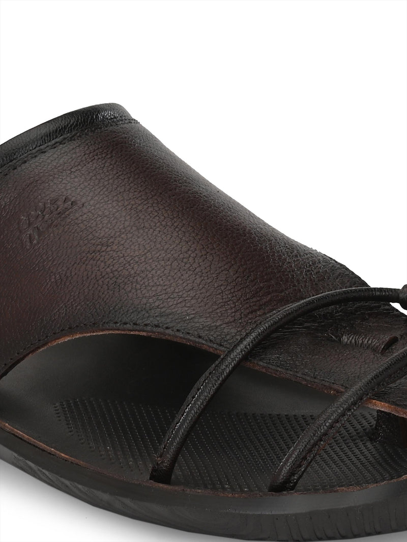 Bravur Brown Leather Sliders HT