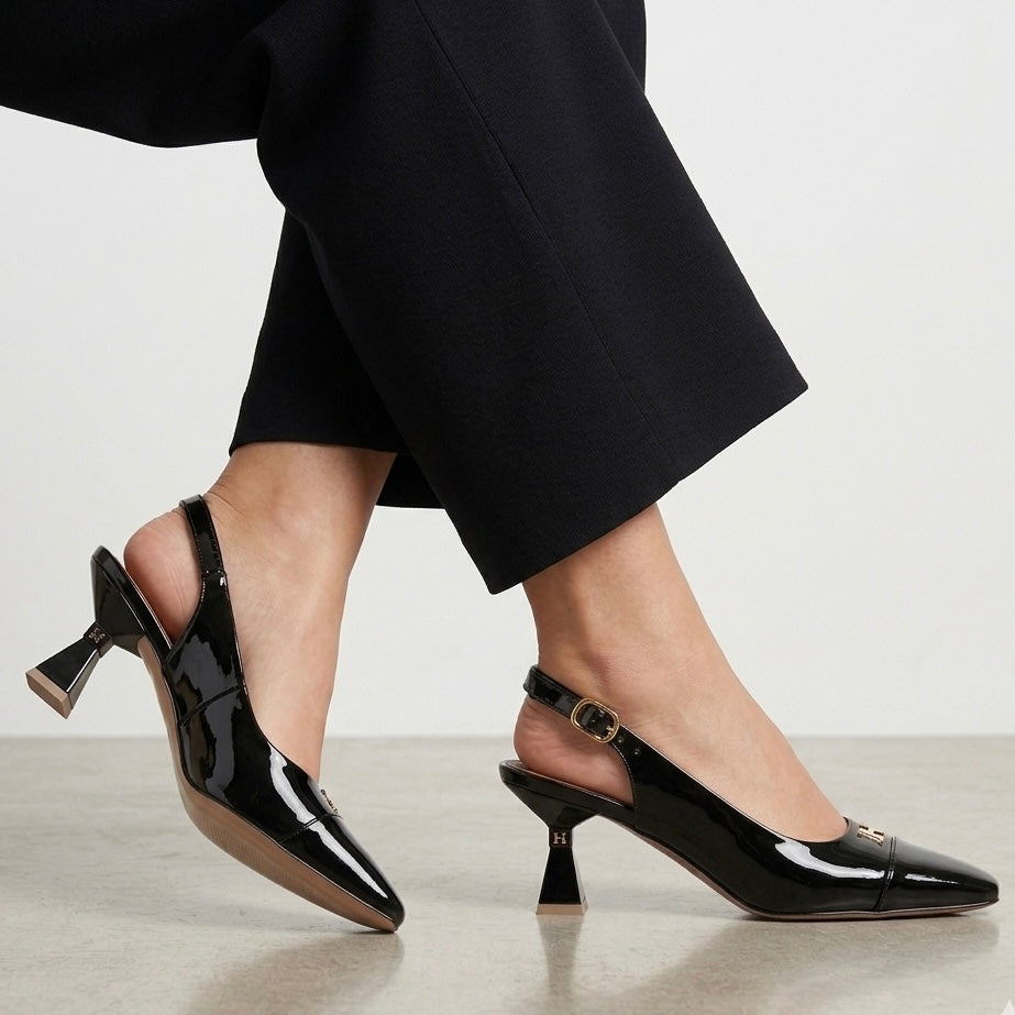 Julie Patent Sling Back Kitten Heels