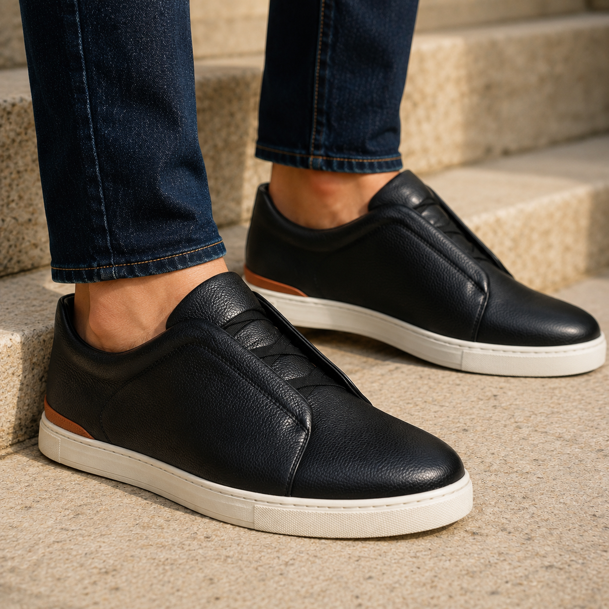 Lorente Elastic Premium Leather Sneakers - The Heels India
