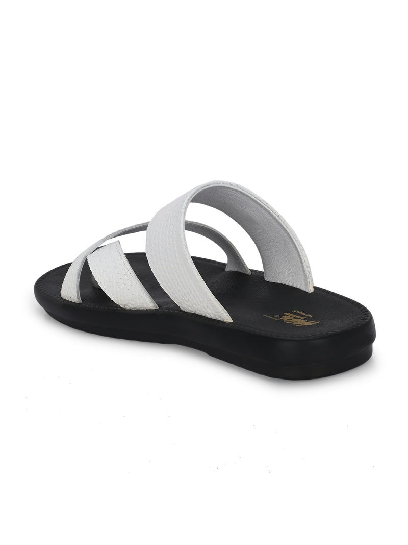 Lustral White Leather Slippers HT