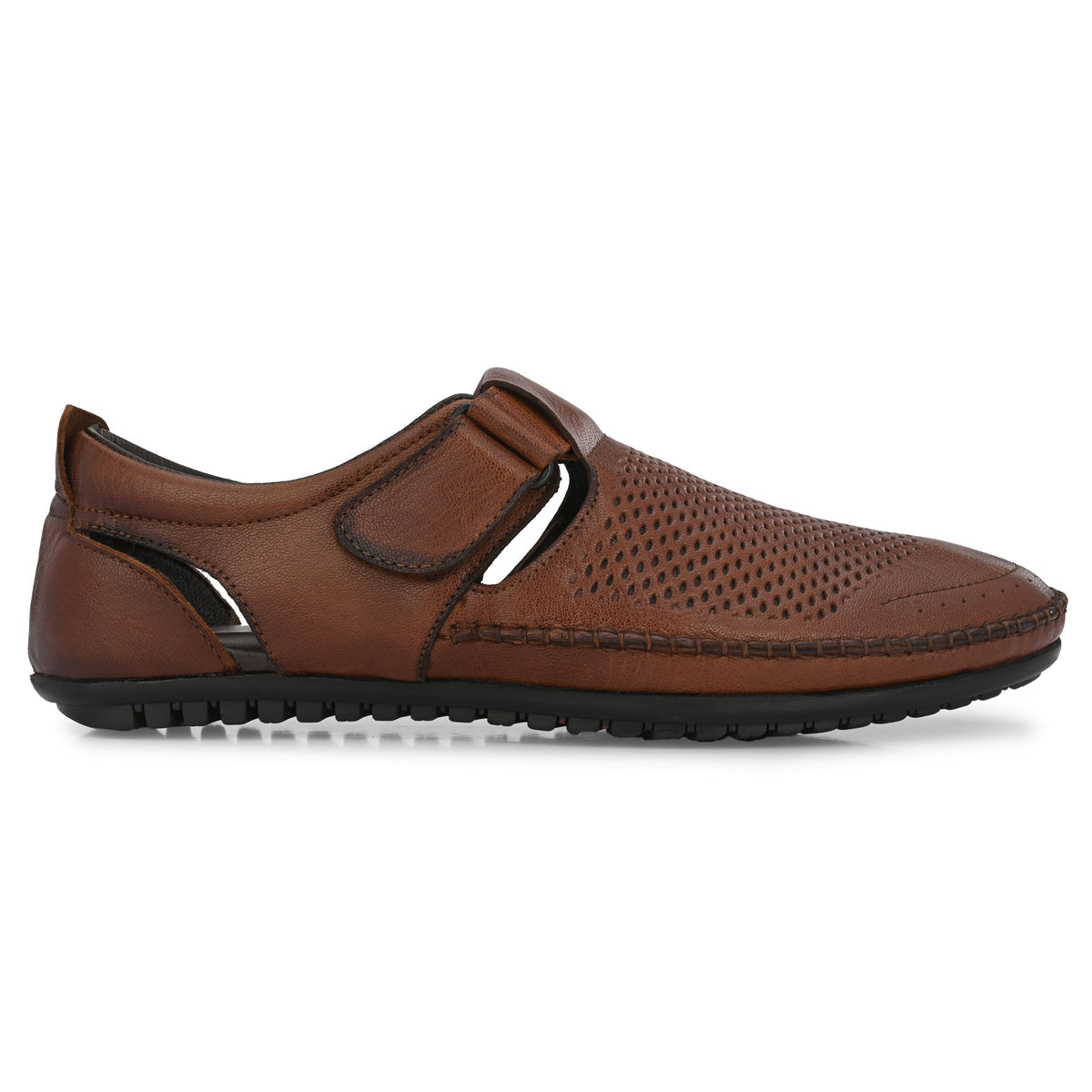 Roland Leather Perforated Velcro Sandals
