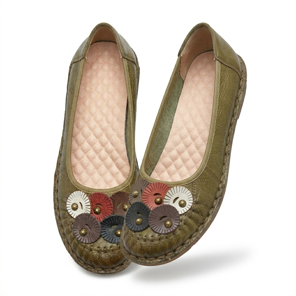 Teressa Premium Leather Comfort Flower Ballerinas