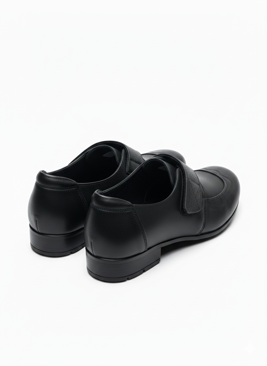 Sasha Premium Leather Velcro Strap Mid Heel Loafers
