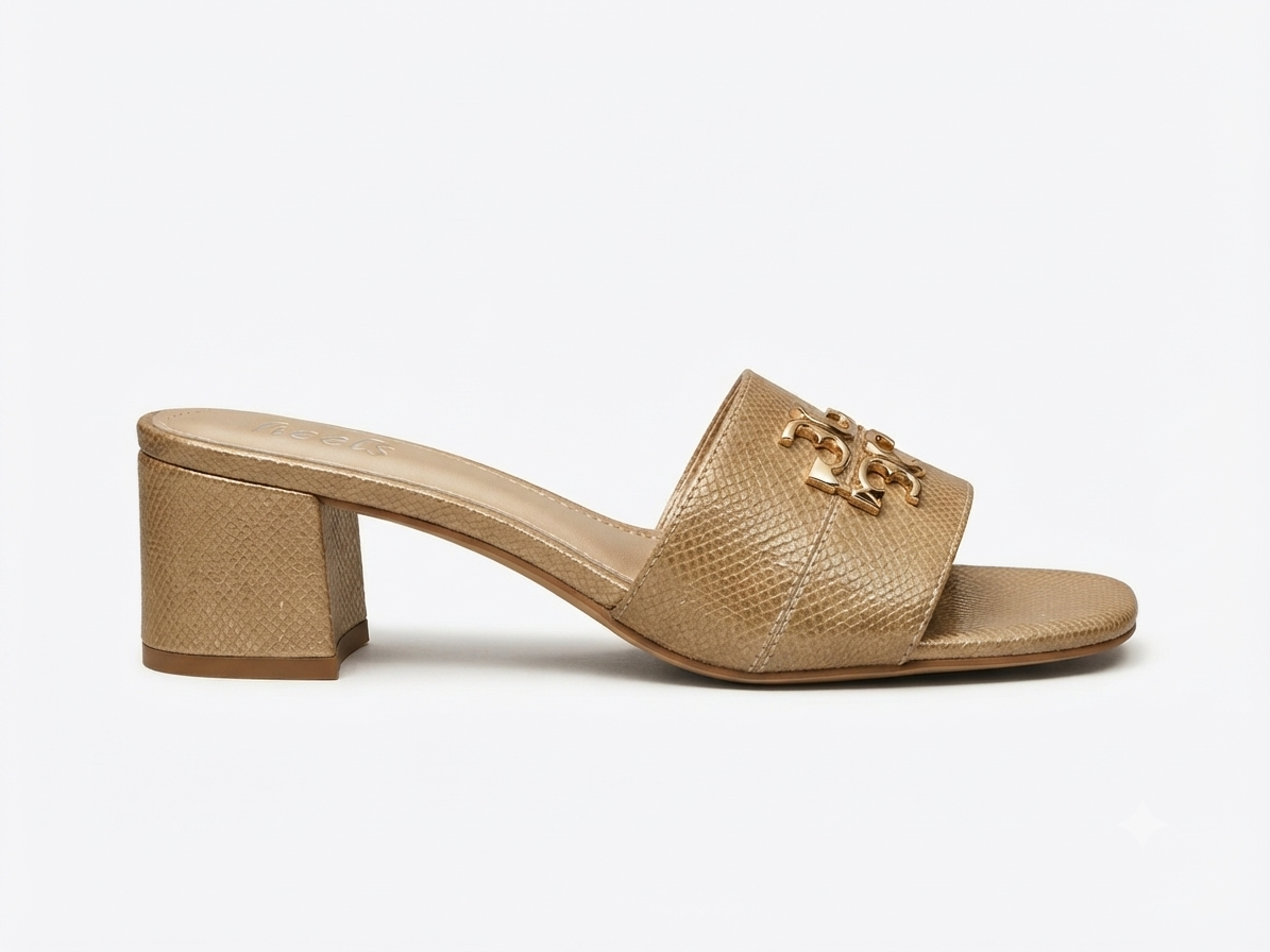 Klara Slip On Block Heel Mules in Chikoo - The Heels India